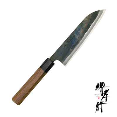 Iron Kurouchi - Japoński ortodoksyjny nóż Santoku 17 cm, stal Aogami 2 i żelazo, Sakai Takayuki