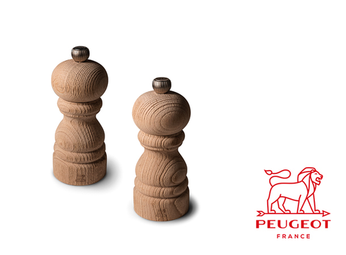 Paris Nature - Francuskie młynki do pieprzu i soli, upcyklingowany buk, 12 cm, Peugeot