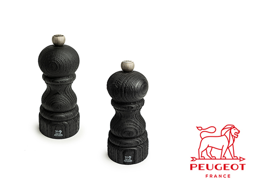Paris Nature Black - Francuskie młynki do pieprzu i soli, upcyklingowany buk, 12 cm, Peugeot