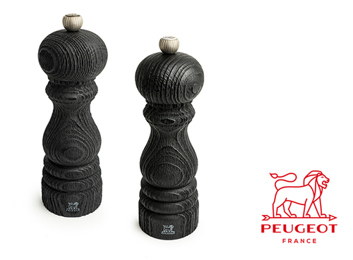 Paris Nature Black - Francuskie młynki do pieprzu i soli, upcyklingowany buk, 18 cm, Peugeot