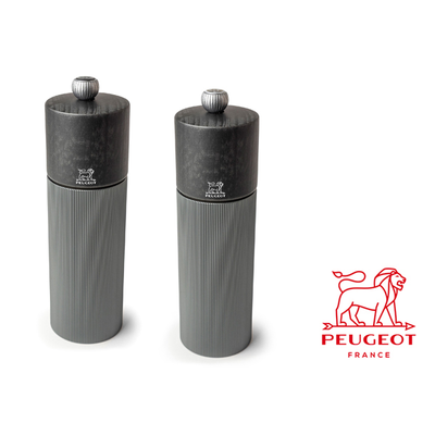 Line Dark Carbon - Zestaw luksusowych młynków do przypraw, frezowane aluminium i drewno, 18 cm, Peugeot