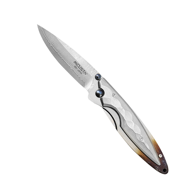 Shinra Kasumi Damascus, japoński składany nóż 7 cm, stal VG-10, Mcusta