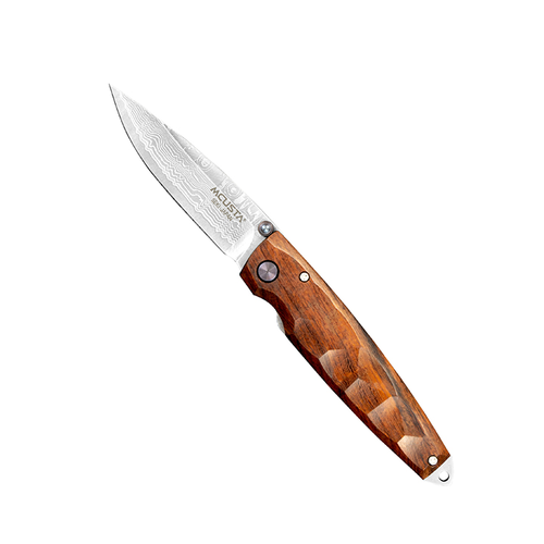 Shinra Emotion 2 Iron Wood Damascus, japoński składany nóż 6,5 cm, stal VG-10, Mcusta
