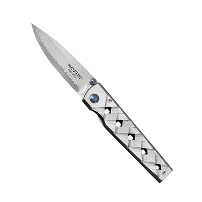 Shinra Katana Damascus, japoński składany nóż 7 cm, stal VG-10, Mcusta