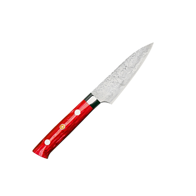Red Turquoise - Damasceński, ręcznie kuty japoński nóż do obierania warzyw i owoców 9 cm, stal R2, Takeshi Saji
