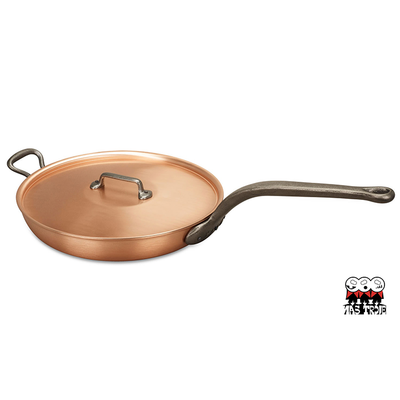 Fusion - Miedziana patelnia z pokrywką na indukcję, żeliwny uchwyt, Ø 32 cm, Falk 