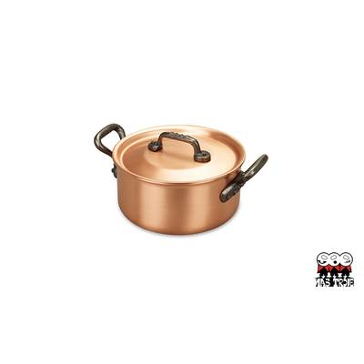 Fusion - Miedziany garnek z pokrywką na indukcję, żeliwne uchwyty, 2 litra, Ø 18 cm, Falk