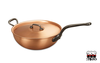 Fusion - Miedziany wok na indukcję z wkładem do pary i pokrywką, żeliwne uchwyty, Ø 28 cm, Falk