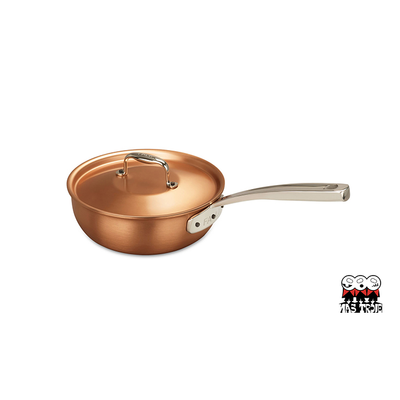 AvantGarde - Miedziana patelnia sauté na indukcję z pokrywką, stalowe uchwyty, Ø 20 cm, Falk