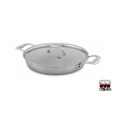 Flandria - 5-warstwowa stalowa patelnia do serwowania z pokrywką, miedziany rdzeń, Ø 32 cm, Falk