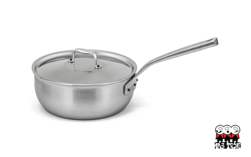 Flandria - 5-warstwowa stalowa patelnia sauté z pokrywką, miedziany rdzeń, Ø 24 cm, Falk