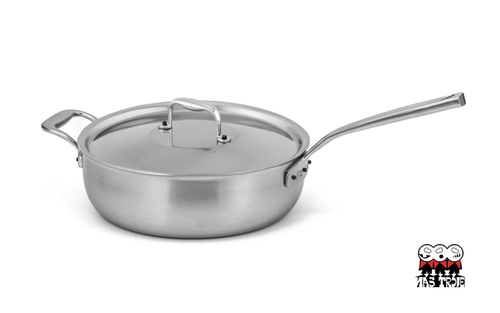 Flandria - 5-warstwowa stalowa patelnia sauté z pokrywką, miedziany rdzeń, Ø 28 cm, Falk