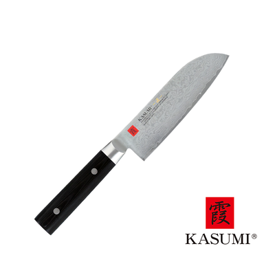Masterpiece - Unikatowy 32-warstwowy japoński damasceński krótki nóż Santoku, 13 cm, VG-10 GOLD, Kasumi