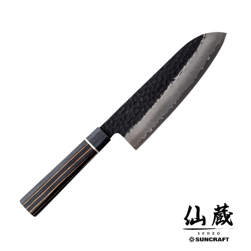 Senzo Finest - Ekstremalnie ostry mistrzowski japoński nóż Santoku 17 cm, stal SPG STRIX, Suncraft
