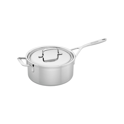 5-Plus - Stalowy rondel z pokrywką 4 litry Ø 22 cm, technologia 5-Ply, Demeyere