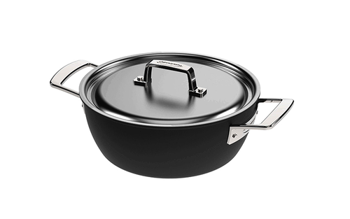 Black 5 - Stalowo-ceramiczna głęboka patelnia do duszenia i serwowania Ø 24 cm, technologia 5-Ply, Demeyere