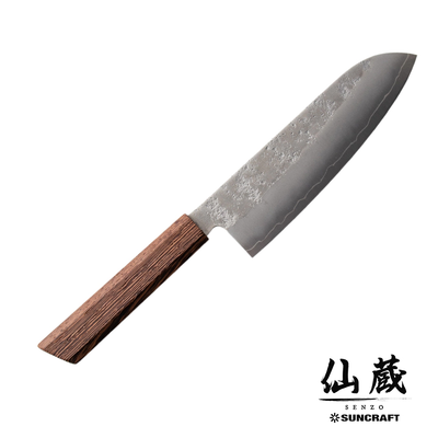 Retro - Japoński ręcznie kuty nóż Santoku 16,7 cm, GIN-SAN SILVER 3, Suncraft