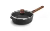 Eco Logic QXR Wood - Głęboka patelnia tytanowa z powłoką nieprzywierającą PFAS Free Ø 24 cm, odpinany drewniany uchwyt, WOLL