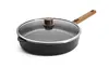 Eco Logic QXR Wood - Głęboka patelnia tytanowa z powłoką nieprzywierającą PFAS Free Ø 32 cm, odpinany drewniany uchwyt, WOLL