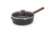 Eco Logic QXR Wood - Głęboka patelnia tytanowa z powłoką nieprzywierającą PFAS Free Ø 24 cm, drewniany uchwyt, WOLL