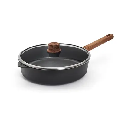 Eco Logic QXR Wood - Głęboka patelnia tytanowa z powłoką nieprzywierającą PFAS Free Ø 32 cm, drewniany uchwyt, WOLL
