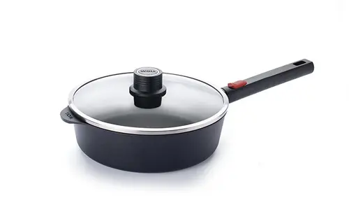 Eco Logic QXR - Głęboka patelnia tytanowa z powłoką nieprzywierającą PFAS Free Ø 24 cm, odpinany uchwyt z tworzywa, WOLL