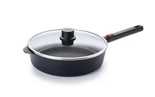 Eco Logic QXR - Głęboka patelnia tytanowa z powłoką nieprzywierającą PFAS Free Ø 28 cm, odpinany uchwyt z tworzywa, WOLL