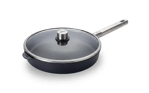 Eco Logic QXR PRO - Patelnia tytanowa z powłoką nieprzywierającą PFAS Free Ø 28 cm, stalowy uchwyt, WOLL