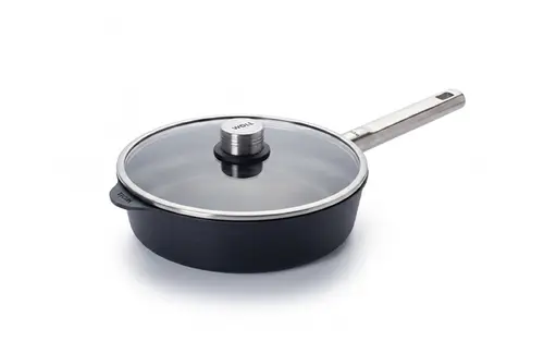 Eco Logic QXR PRO - Głęboka patelnia tytanowa z powłoką nieprzywierającą PFAS Free Ø 24 cm, stalowy uchwyt, WOLL