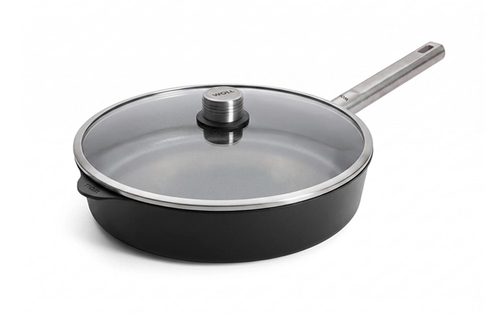 Eco Logic QXR PRO - Głęboka patelnia tytanowa z powłoką nieprzywierającą PFAS Free Ø 32 cm, stalowy uchwyt, WOLL