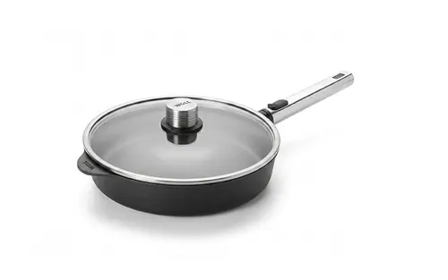 Eco Logic QXR PRO - Patelnia tytanowa z powłoką nieprzywierającą PFAS Free Ø 24 cm, odpinany stalowy uchwyt, WOLL