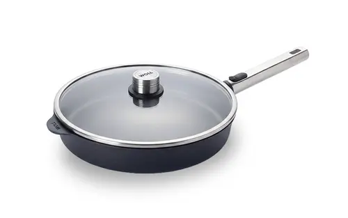 Eco Logic QXR PRO - Patelnia tytanowa z powłoką nieprzywierającą PFAS Free Ø 28 cm, odpinany stalowy uchwyt, WOLL