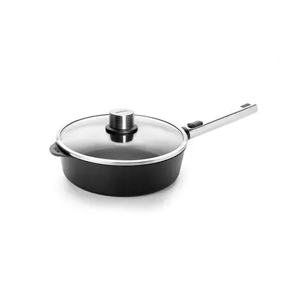 Eco Logic QXR PRO - Głęboka patelnia tytanowa z powłoką nieprzywierającą PFAS Free Ø 24 cm, odpinany stalowy uchwyt, WOLL