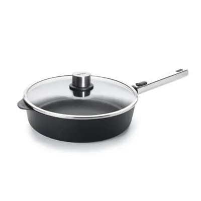 Eco Logic QXR PRO - Głęboka patelnia tytanowa z powłoką nieprzywierającą PFAS Free Ø 32 cm, odpinany stalowy uchwyt, WOLL